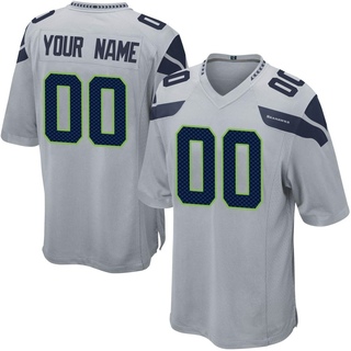Game Custom Men's Seattle Seahawks Alternate Jersey - Gray
