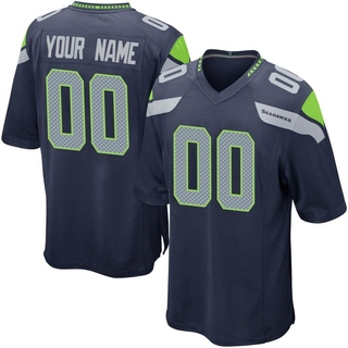 Game Custom Men's Seattle Seahawks Team Color Jersey - Navy