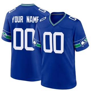Game Custom Men's Seattle Seahawks Throwback Jersey - Royal