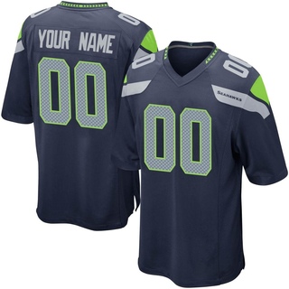 Game Custom Youth Seattle Seahawks Team Color Jersey - Navy