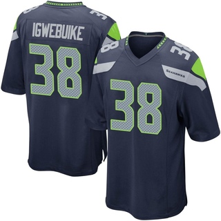 Game Godwin Igwebuike Men's Seattle Seahawks Team Color Jersey - Navy