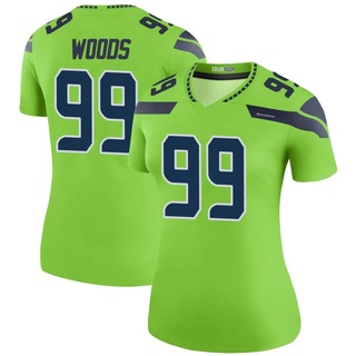 Legend Al Woods Women's Seattle Seahawks Color Rush Neon Jersey - Green