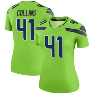 Legend Alex Collins Women's Seattle Seahawks Color Rush Neon Jersey - Green