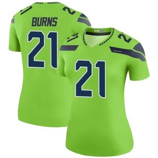 Legend Artie Burns Women's Seattle Seahawks Color Rush Neon Jersey - Green