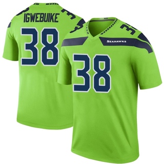 Legend Godwin Igwebuike Men's Seattle Seahawks Color Rush Neon Jersey - Green