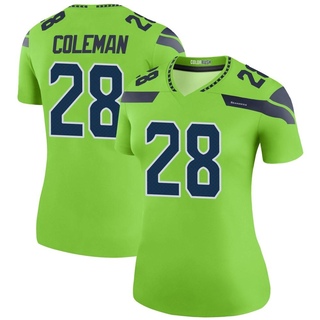 Legend Justin Coleman Women's Seattle Seahawks Color Rush Neon Jersey - Green
