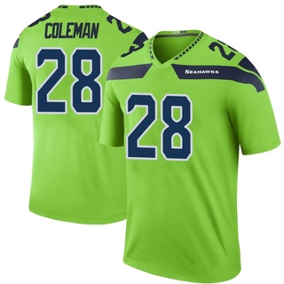 Legend Justin Coleman Youth Seattle Seahawks Color Rush Neon Jersey - Green