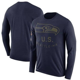 Legend Men's Seattle Seahawks 2018 Salute to Service Sideline Performance Long Sleeve T-Shirt - Navy