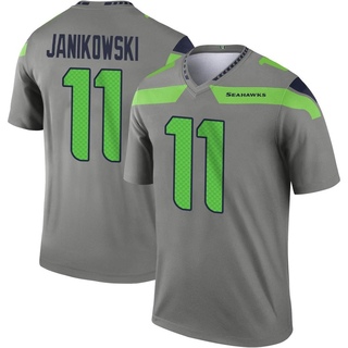 Legend Sebastian Janikowski Men's Seattle Seahawks Steel Inverted Jersey