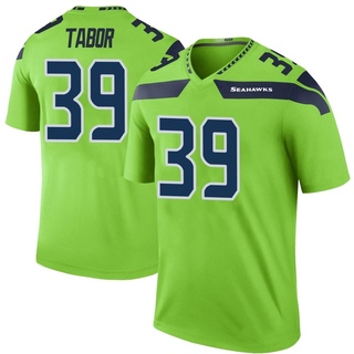 Legend Teez Tabor Men's Seattle Seahawks Color Rush Neon Jersey - Green