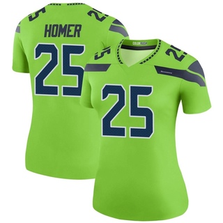 Legend Travis Homer Women's Seattle Seahawks Color Rush Neon Jersey - Green