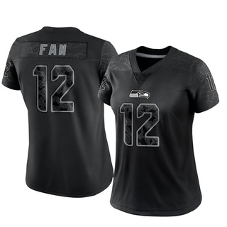 Limited 12th Fan Women's Seattle Seahawks Reflective Jersey - Black