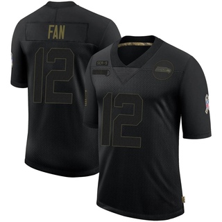 Limited 12th Fan Youth Seattle Seahawks 2020 Salute To Service Jersey - Black