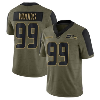 Limited Al Woods Men's Seattle Seahawks 2021 Salute To Service Jersey - Olive