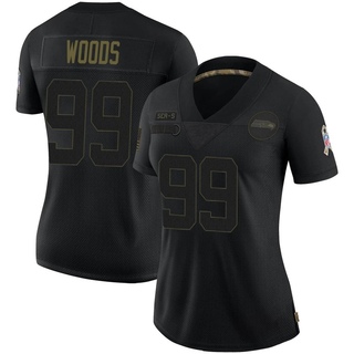 Limited Al Woods Women's Seattle Seahawks 2020 Salute To Service Jersey - Black