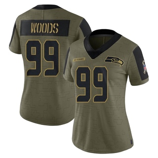 Limited Al Woods Women's Seattle Seahawks 2021 Salute To Service Jersey - Olive