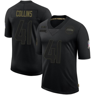 Limited Alex Collins Men's Seattle Seahawks 2020 Salute To Service Jersey - Black