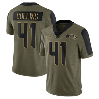 Limited Alex Collins Men's Seattle Seahawks 2021 Salute To Service Jersey - Olive