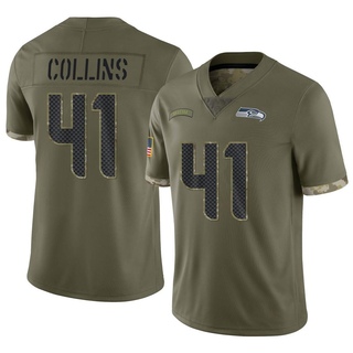Limited Alex Collins Men's Seattle Seahawks 2022 Salute To Service Jersey - Olive