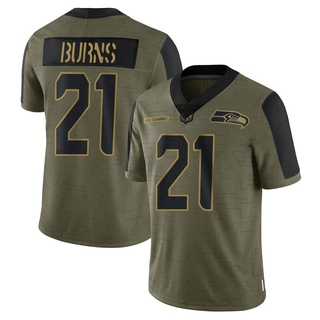 Limited Artie Burns Men's Seattle Seahawks 2021 Salute To Service Jersey - Olive