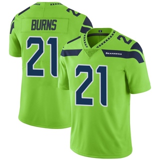 Limited Artie Burns Men's Seattle Seahawks Color Rush Neon Jersey - Green