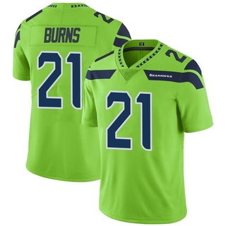 Limited Artie Burns Youth Seattle Seahawks Color Rush Neon Jersey - Green