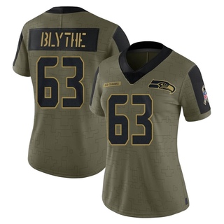 Limited Austin Blythe Women's Seattle Seahawks 2021 Salute To Service Jersey - Olive