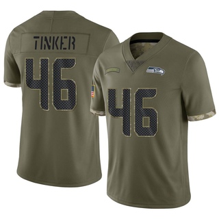 Limited Carson Tinker Youth Seattle Seahawks 2022 Salute To Service Jersey - Olive