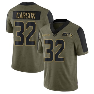 Limited Chris Carson Men's Seattle Seahawks 2021 Salute To Service Jersey - Olive