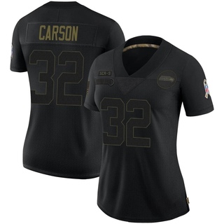 Limited Chris Carson Women's Seattle Seahawks 2020 Salute To Service Jersey - Black
