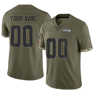 Limited Custom Men's Seattle Seahawks 2022 Salute To Service Jersey - Olive