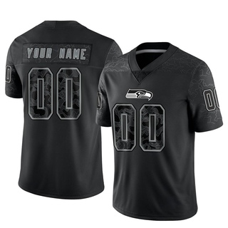 Limited Custom Men's Seattle Seahawks Reflective Jersey - Black