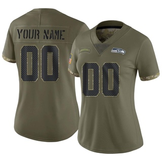Limited Custom Women's Seattle Seahawks 2022 Salute To Service Jersey - Olive