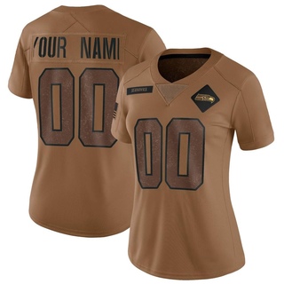 Limited Custom Women's Seattle Seahawks 2023 Salute To Service Jersey - Brown