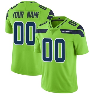 Limited Custom Youth Seattle Seahawks Color Rush Neon Jersey - Green