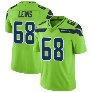 Limited Damien Lewis Men's Seattle Seahawks Color Rush Neon Jersey - Green