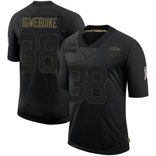 Limited Godwin Igwebuike Men's Seattle Seahawks 2020 Salute To Service Jersey - Black
