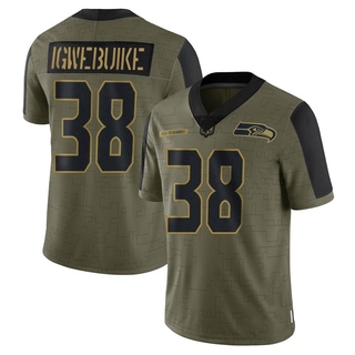 Limited Godwin Igwebuike Men's Seattle Seahawks 2021 Salute To Service Jersey - Olive