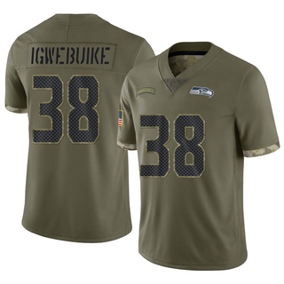 Limited Godwin Igwebuike Men's Seattle Seahawks 2022 Salute To Service Jersey - Olive