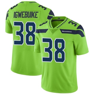 Limited Godwin Igwebuike Men's Seattle Seahawks Color Rush Neon Jersey - Green