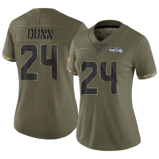 Limited Isaiah Dunn Women's Seattle Seahawks 2022 Salute To Service Jersey - Olive