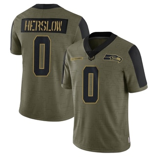 Limited Jake Herslow Youth Seattle Seahawks 2021 Salute To Service Jersey - Olive