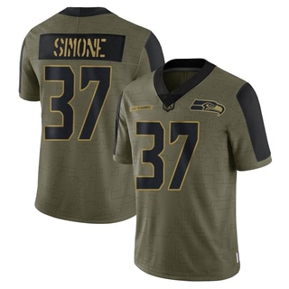 Limited Jordan Simone Men's Seattle Seahawks 2021 Salute To Service Jersey - Olive