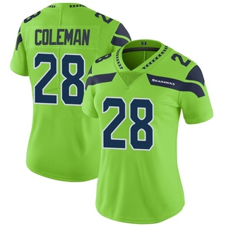Limited Justin Coleman Women's Seattle Seahawks Color Rush Neon Jersey - Green