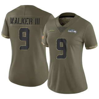 Limited Kenneth Walker III Women's Seattle Seahawks 2022 Salute To Service Jersey - Olive