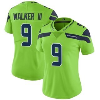 Limited Kenneth Walker III Women's Seattle Seahawks Color Rush Neon Jersey - Green