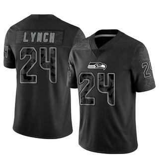 Limited Marshawn Lynch Men's Seattle Seahawks Reflective Jersey - Black