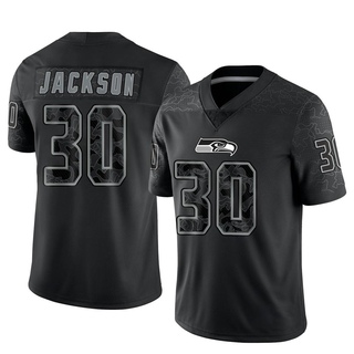 Limited Mike Jackson Men's Seattle Seahawks Reflective Jersey - Black