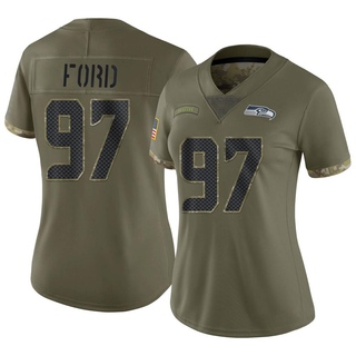 Limited Poona Ford Women's Seattle Seahawks 2022 Salute To Service Jersey - Olive