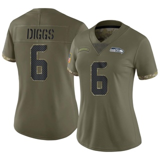 Limited Quandre Diggs Women's Seattle Seahawks 2022 Salute To Service Jersey - Olive